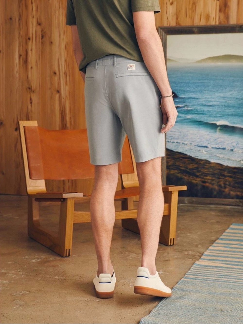 Faherty All Day Shorts Mens 34 Ice Grey Hybrid Swim Tech Stretch Flat Front
